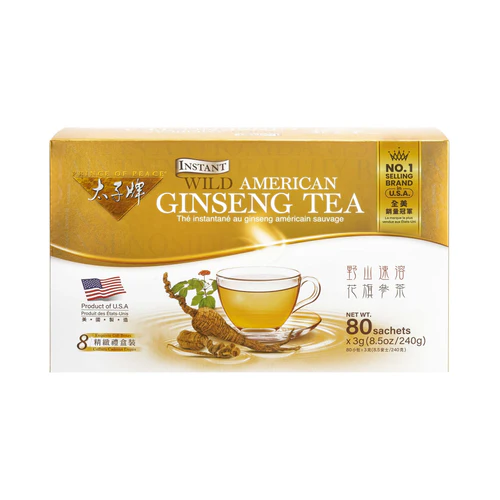 American Ginseng Wild Root Tea, 80 Sachets in Gift Box – Natural Energy & Wellness