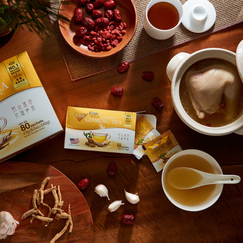 American Ginseng Wild Root Tea, 80 Sachets in Gift Box – Natural Energy & Wellness