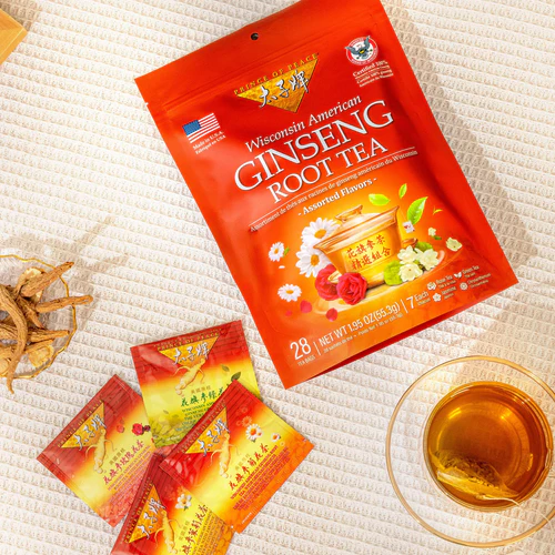 Organic Wisconsin Ginseng Tea – 4 Flavors, 28 Bags | All-Natural & Vegan