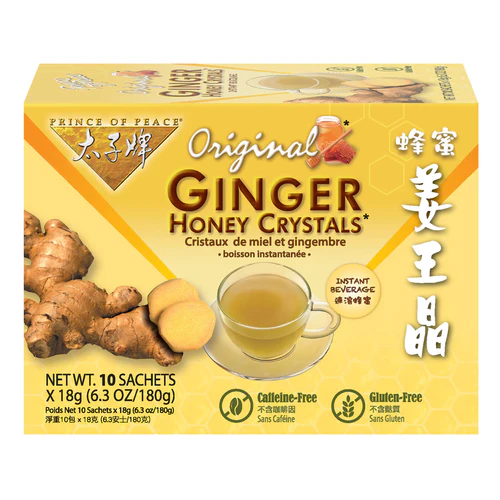 iWellFresh Ginger Honey Crystals - Authentic Ginger Tea Bags by Prince of Peace (Honey, Lemon, Matcha Flavors)