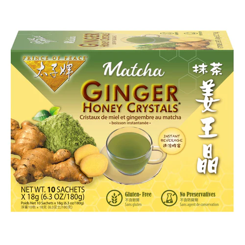 iWellFresh Ginger Honey Crystals - Authentic Ginger Tea Bags by Prince of Peace (Honey, Lemon, Matcha Flavors)